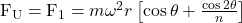  \mathrm{F}_{\mathrm{U}}=\mathrm{F}_{1}=m \omega^{2} r\left[\cos \theta+\frac{\cos 2 \theta}{n}\right] \quad 