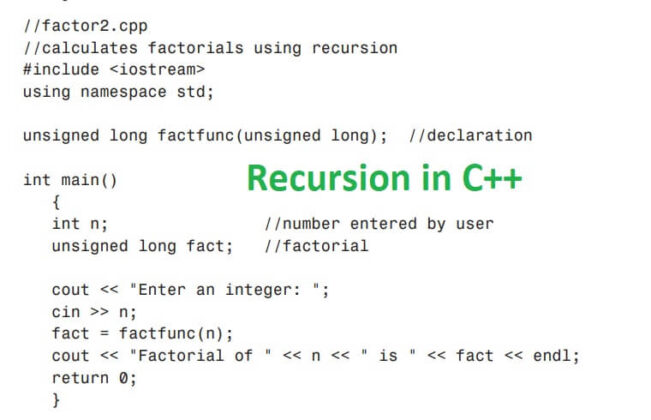 Recursion in C++ with Example - Pedagogy Zone