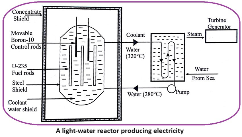 A light water reactor producing electricity