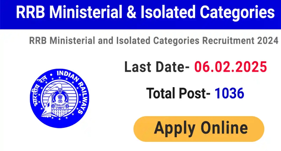 Railway Recruitment 2025 1,036 Jobs in Ministerial and Isolated Categories