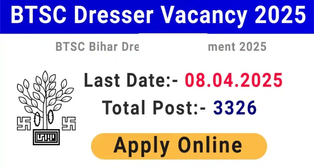 Bihar BTSC Dresser Recruitment 2025 A Big Opportunity to Begin Your Government Career