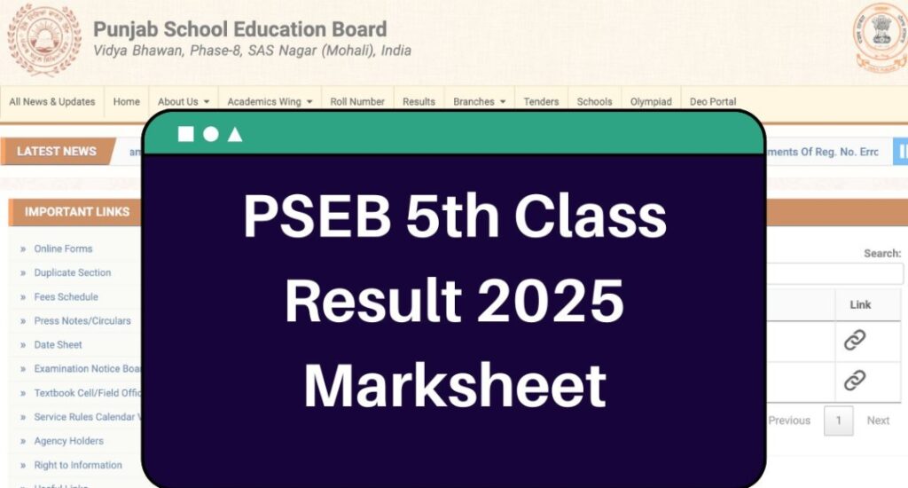 Punjab Class 8th Result 2025 Live, Roll Number Ready