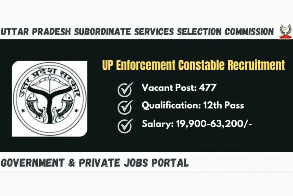 UPSSSC Enforcement Constable Recruitment for 477 Posts