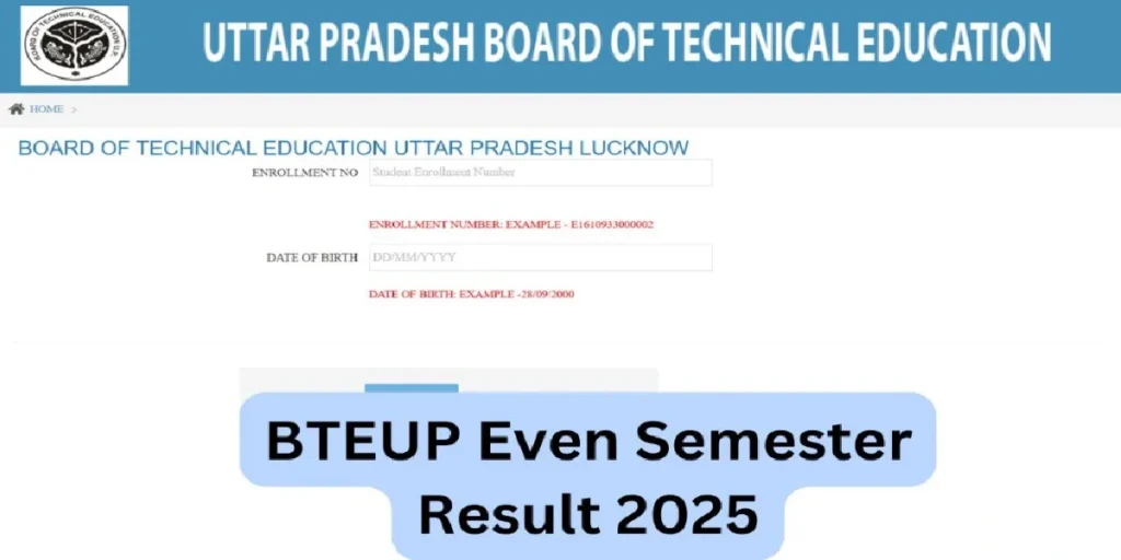 BTE UP Result 2025 Even Semester