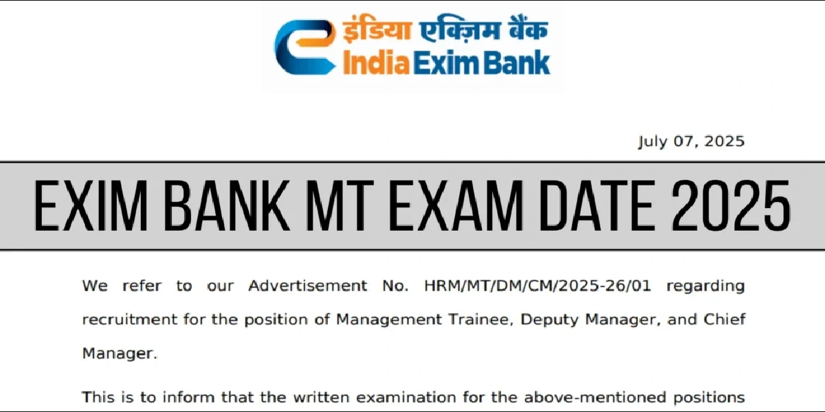 Exim Bank MT Exam Date 2025