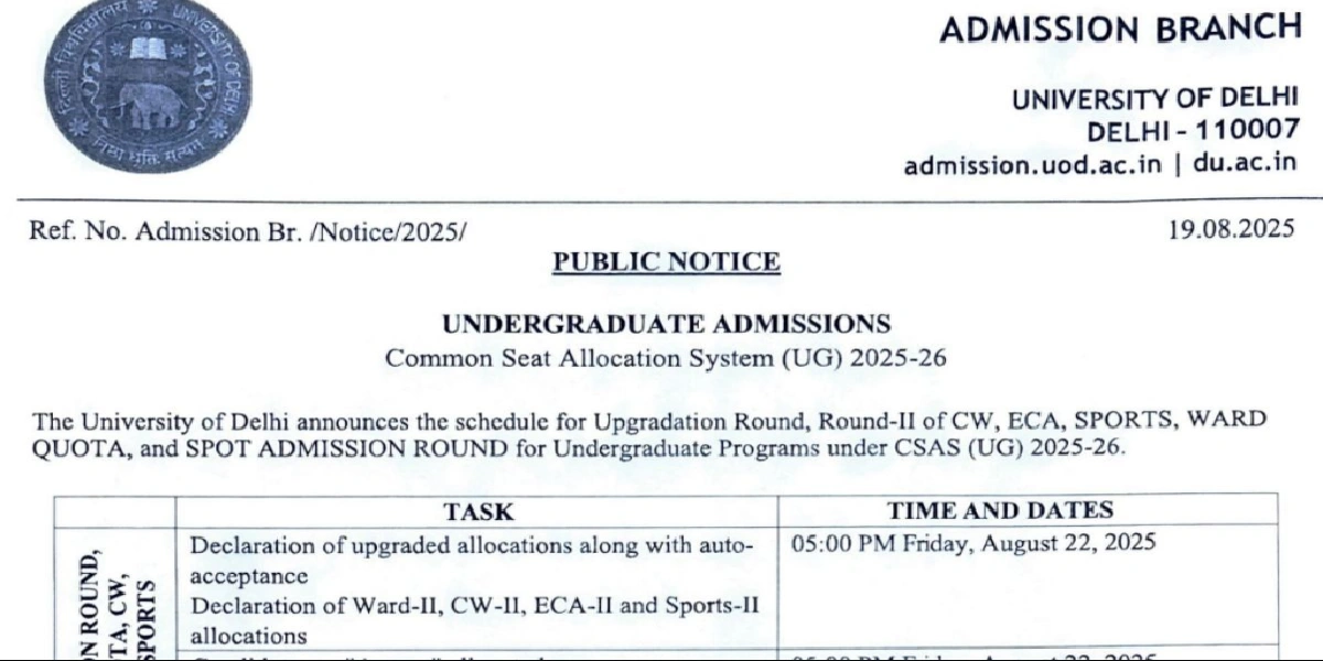 DU UG Spot Round Schedule 2025