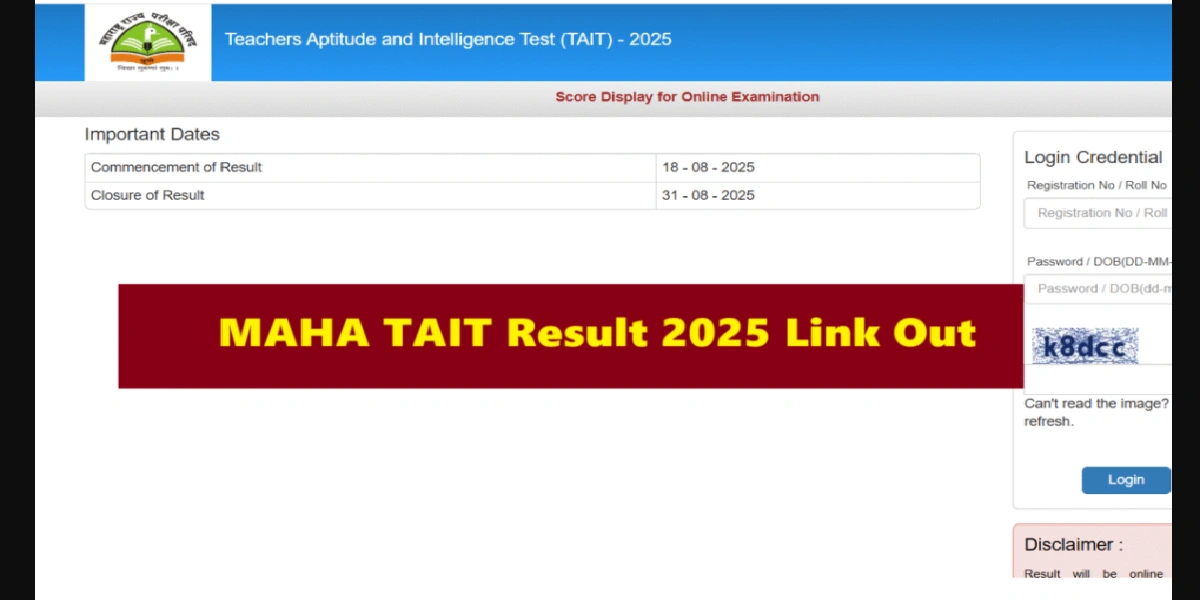 Maha TAIT Result Merit List 2025