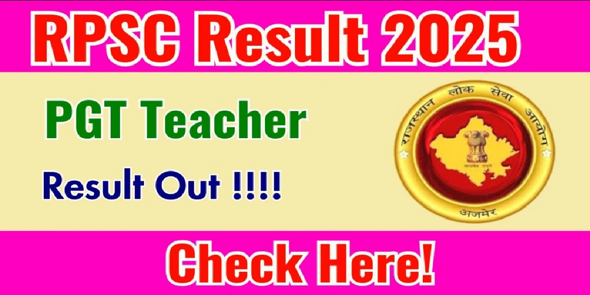 RPSC PGT Teacher Result 2025