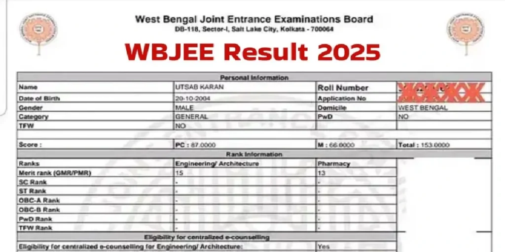 WBJEE Final Answer Key Result 2025