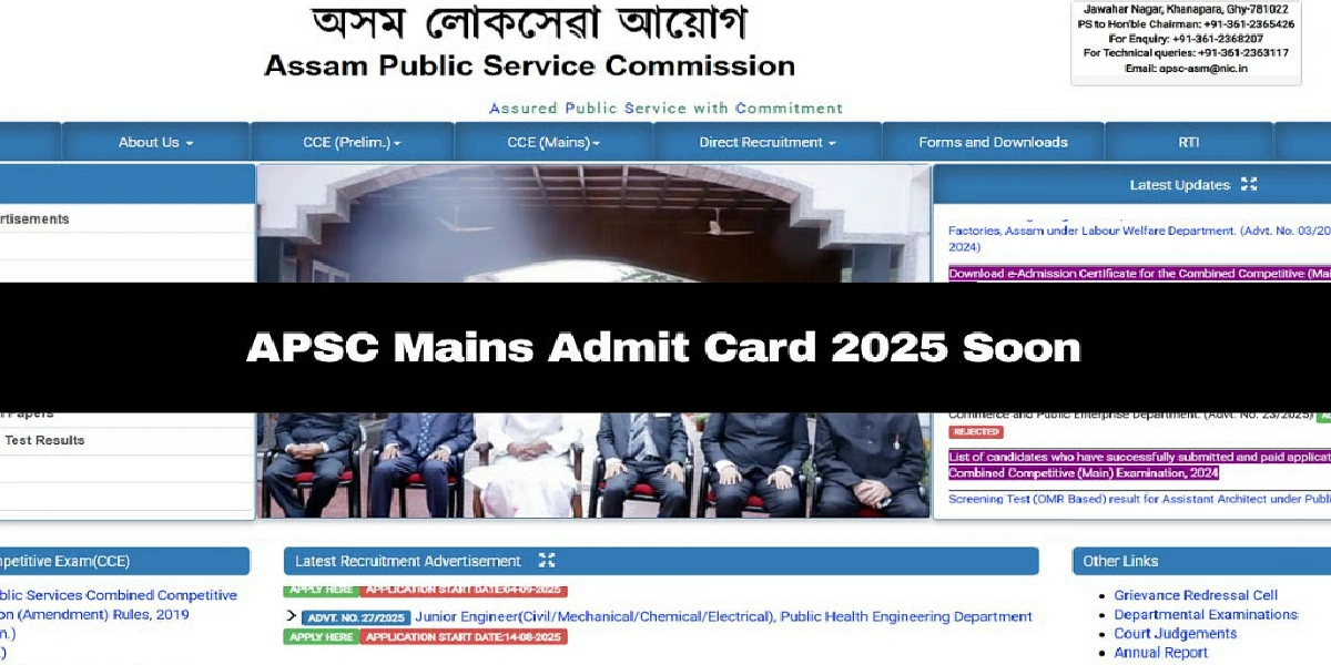 APSC CCE Mains Admit Card 2025