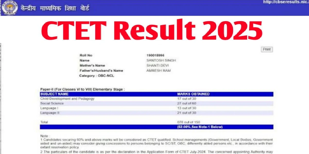 CTET Result 2025