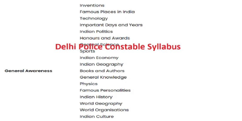 Delhi Police Constable Syllabus 2025