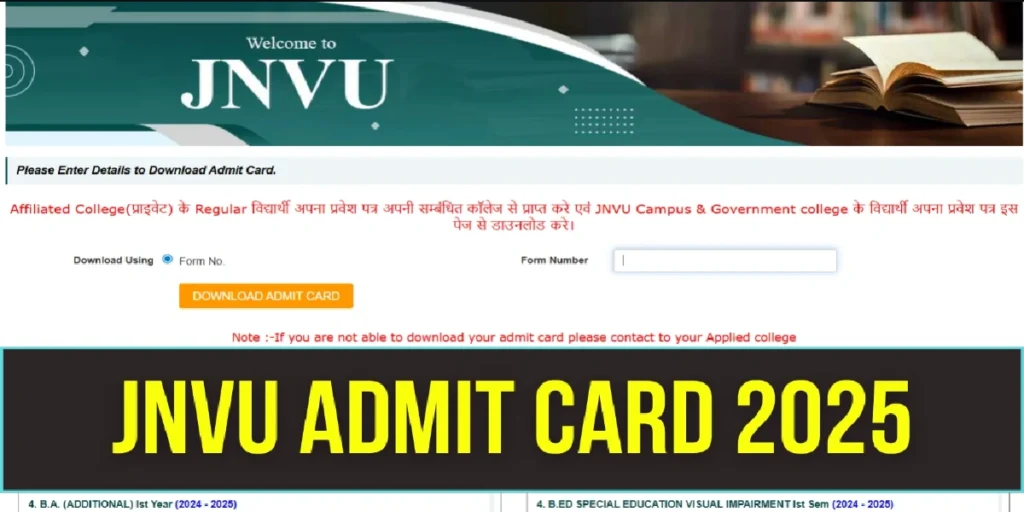 JNVU Admit Card 2025
