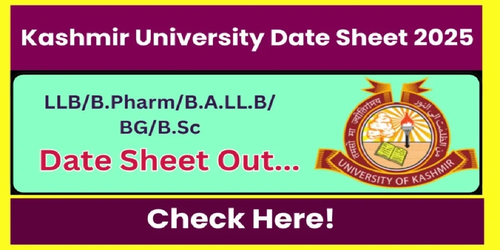 Kashmir University Date Sheet 2025