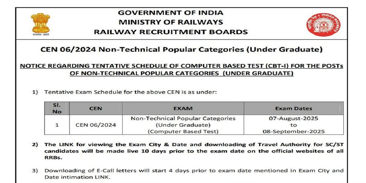 RRB NTPC UG Admit Card 2025