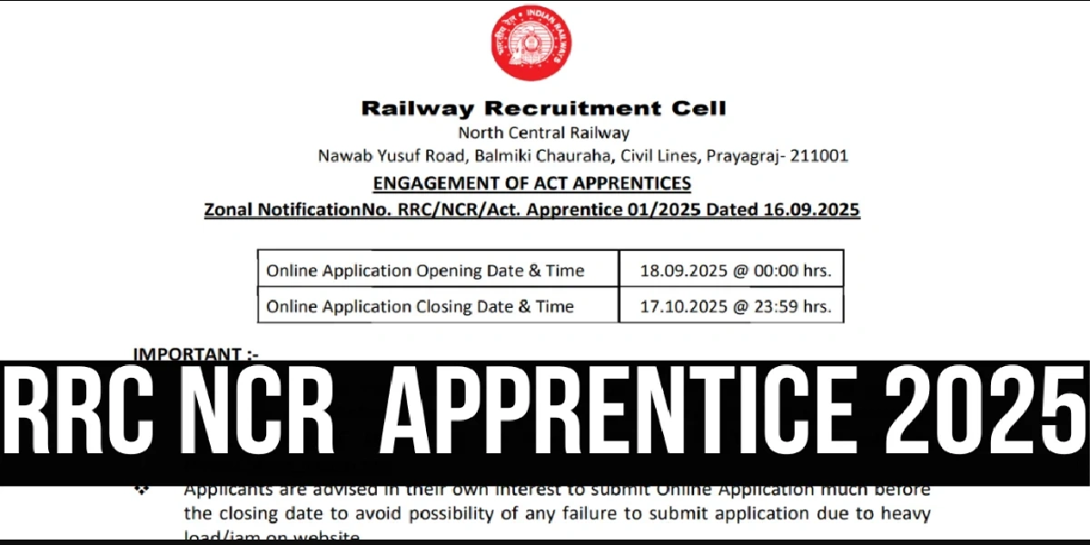 RRC NCR Act Apprentice Online Form 2025