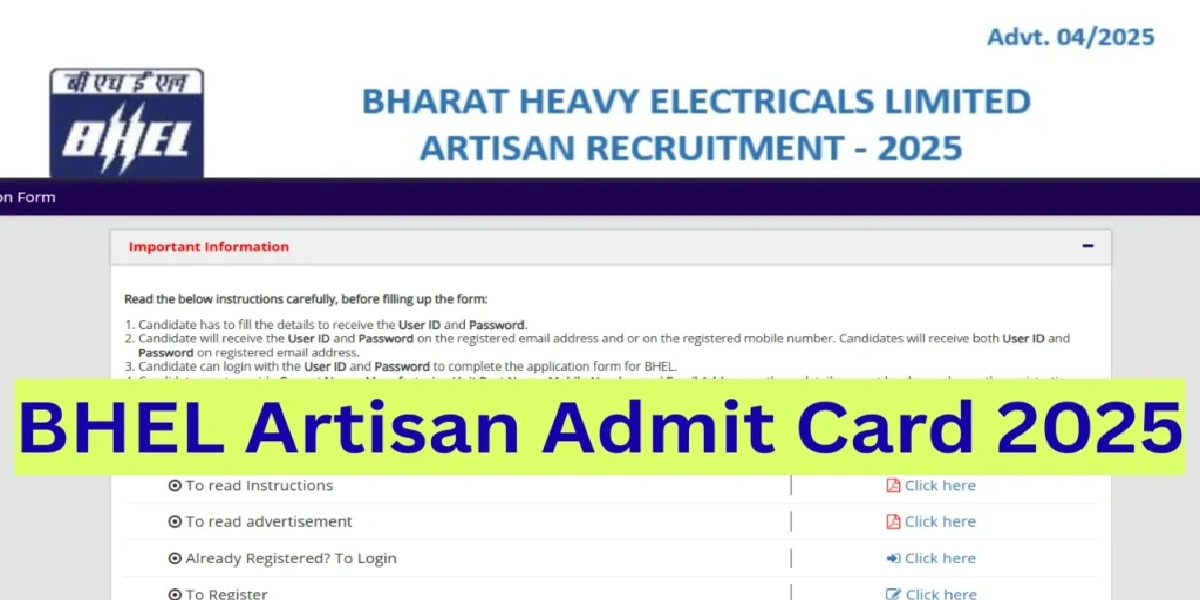 
BHEL Artisan Admit card 2025