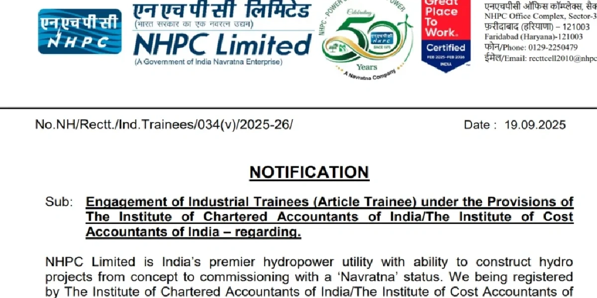 NHPC Industrial Trainee Result 2025