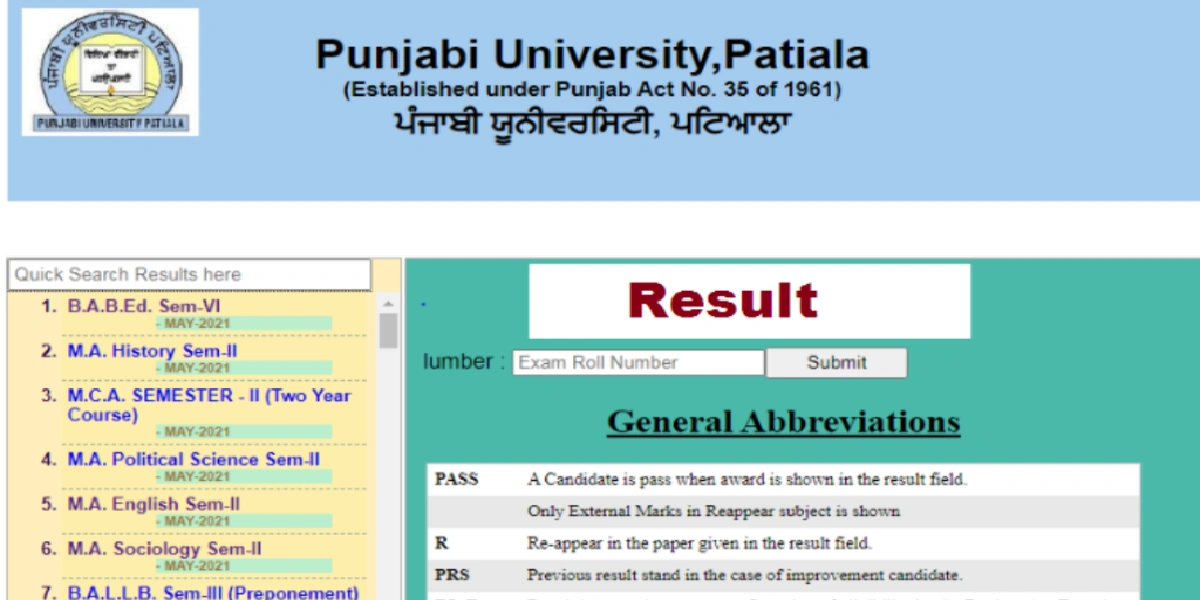 Punjabi University Result 2025