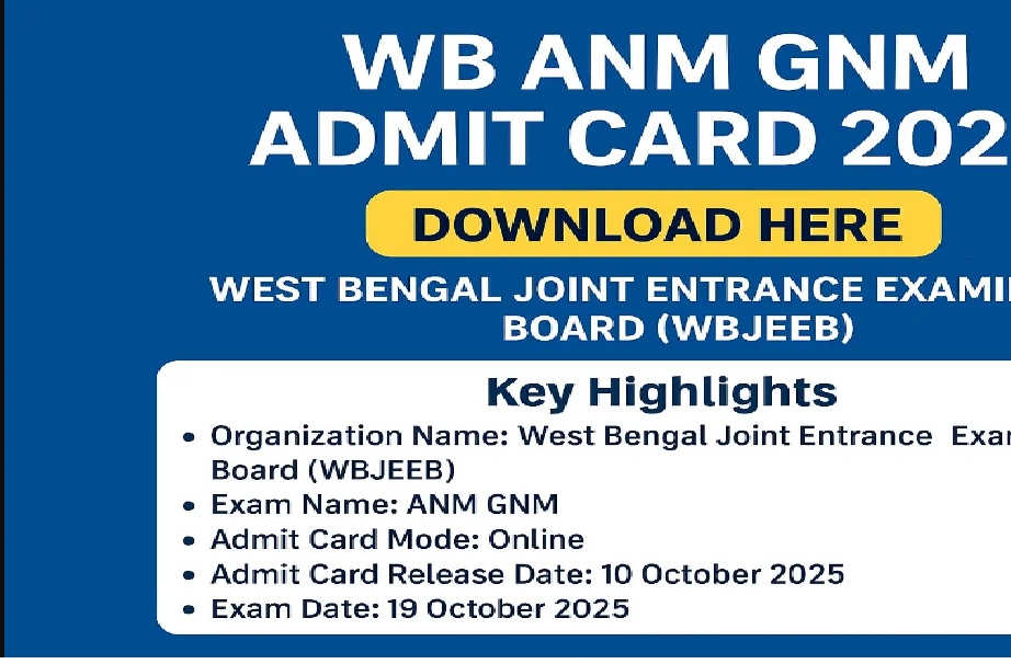 WB ANM GNM Admit Card 2025