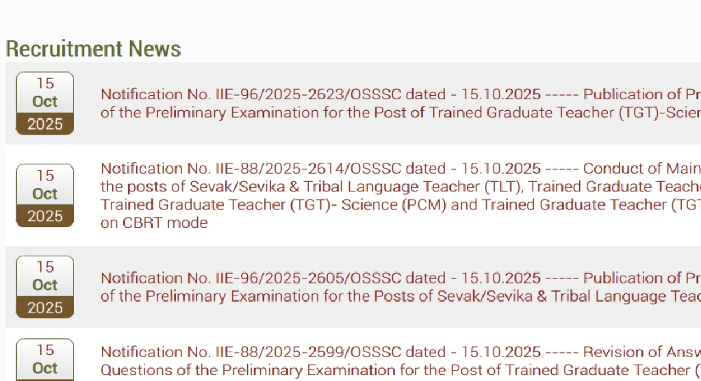 OSSSC Prelims Result 2025