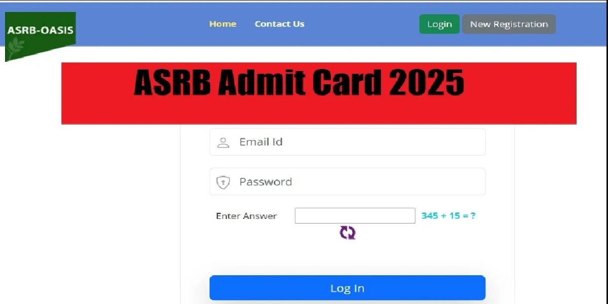 ASRB SMS and Other Post Admit Card 2025