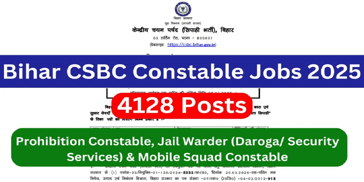 Bihar CSBC Constable Online Form 2025