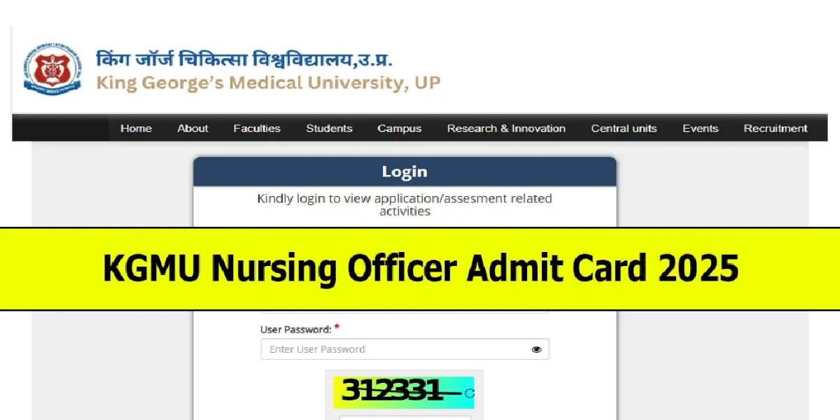 KGMU Nursing Officer Admit Card 2025