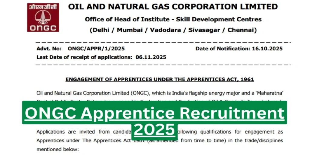 ONGC Apprentice Online Form 2025