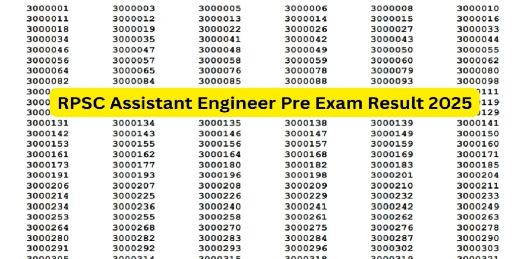 RPSC Prelims Result AE 2025