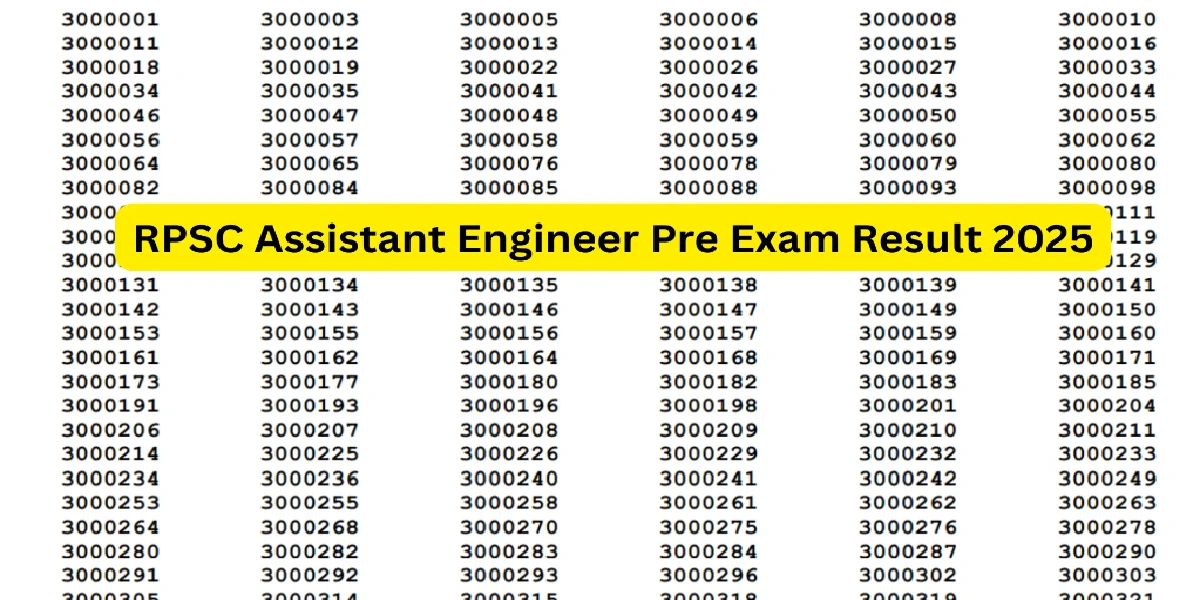RPSC Prelims Result AE 2025