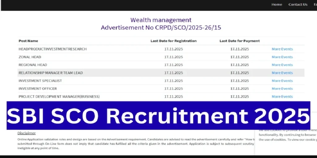 SBI SCO Online Form 2025