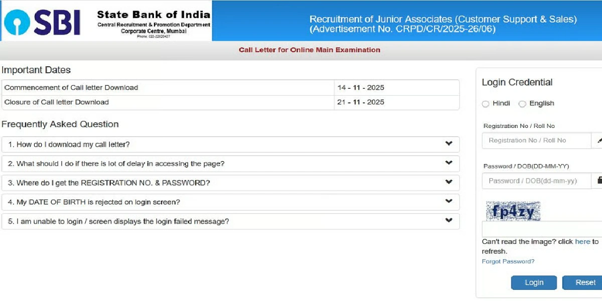 SBI Clerk Mains Admit Card Out 2025