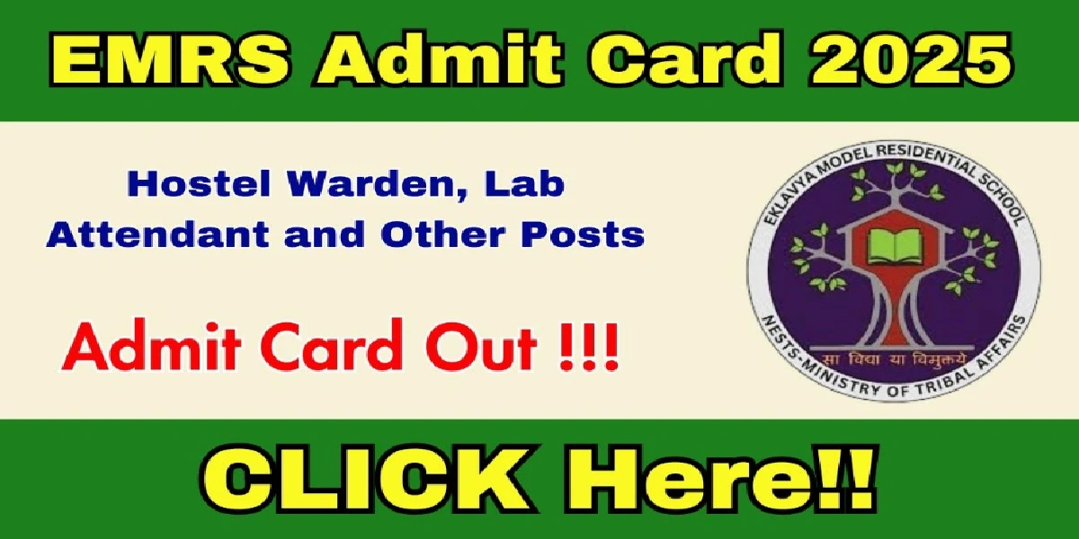 EMRS Hostel warden and others posts admit card 2025