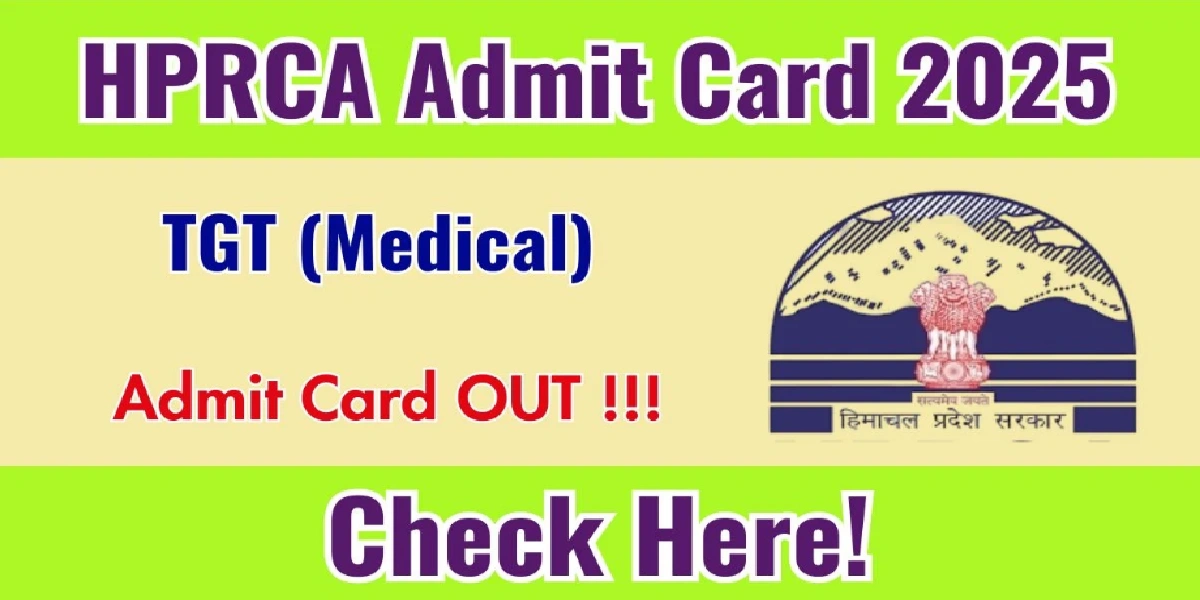 HPRCA TGT (Medical) Admit Card 2025