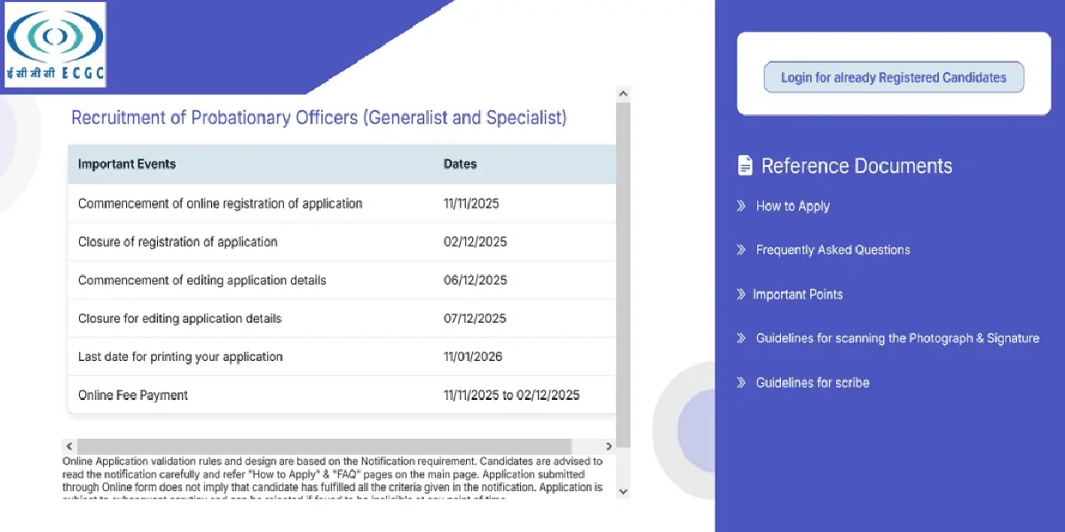 ECGCPO Admit Card 2026