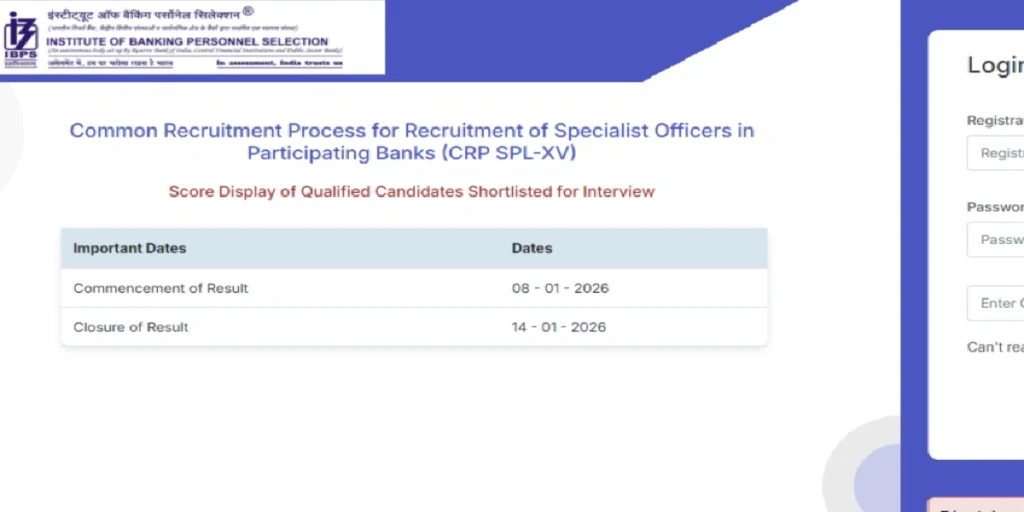 IBPS SO Mains Score card 2026