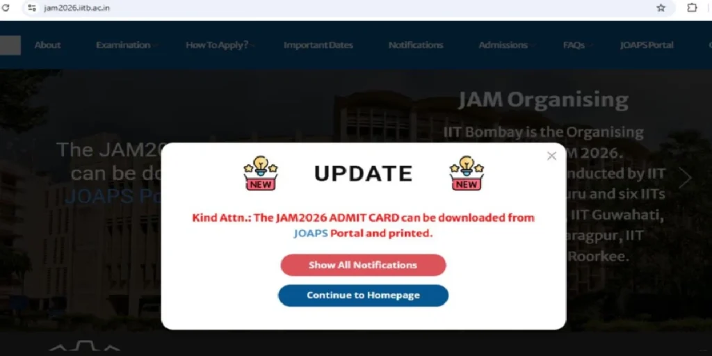 IIT JAM Admit Card 2026