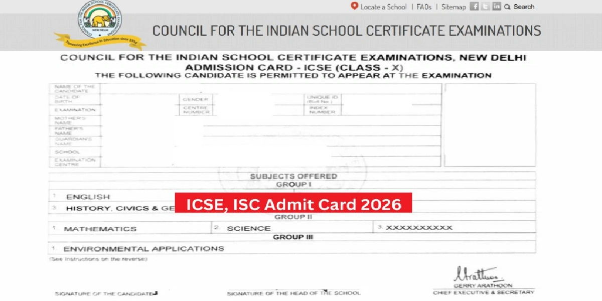 ISC Class 12 Admit Card 2026