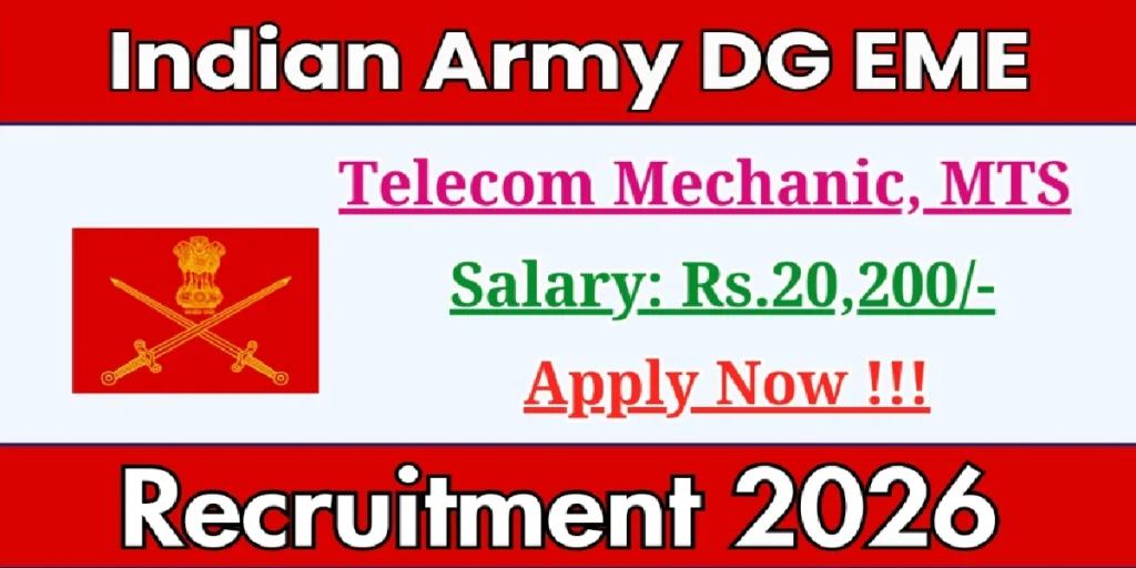 Indian Army DG EME Recruitment 2026
