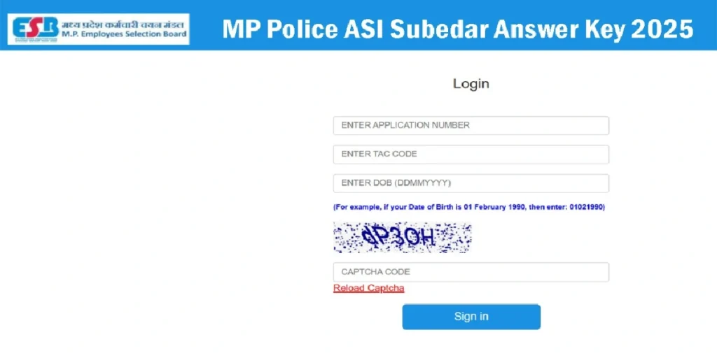 MP POLICE ASI and Subedar Answer key 2026