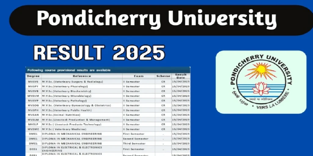 Pondicherry University Result 2026