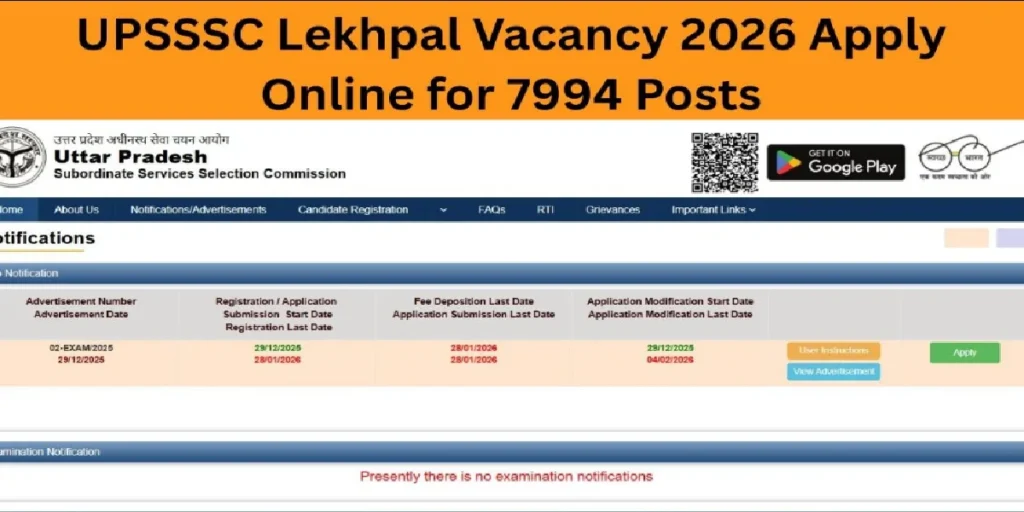 UP Lekhpal Online Form 2026