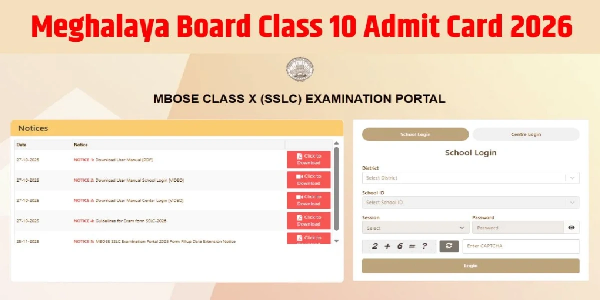 MBOSE SSLC Admit Card 2026