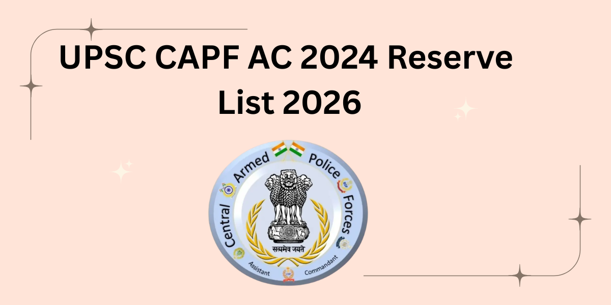 UPSC CAPF AC 2024 Reserve List 2026